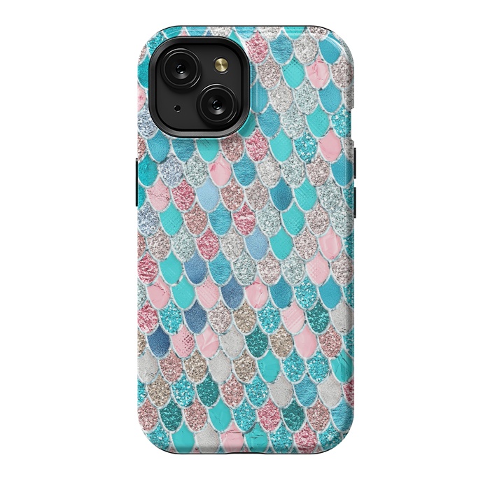 iPhone 15 StrongFit Summer Pastel Glitter Mermaid Scales by  Utart