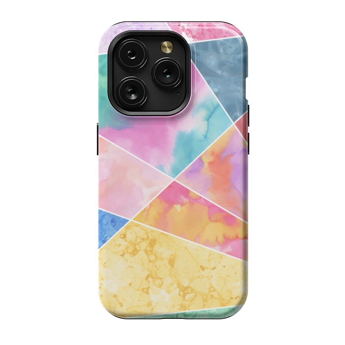 iPhone 15 Pro StrongFit Watercolor Geometric by Creativeaxle