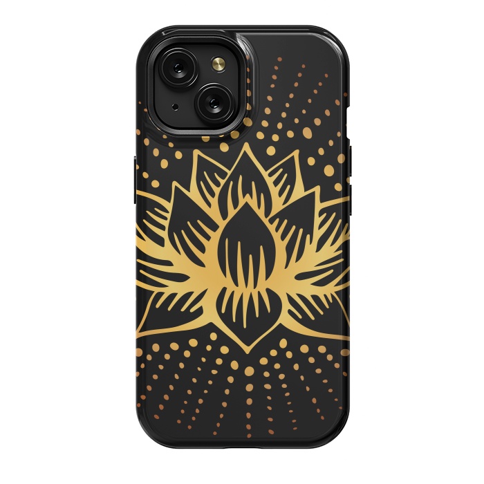 iPhone 15 StrongFit Golden Lotus Mandala by Majoih