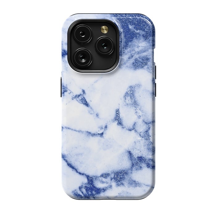iPhone 15 Pro StrongFit Blue Veined Glitter Marble by  Utart