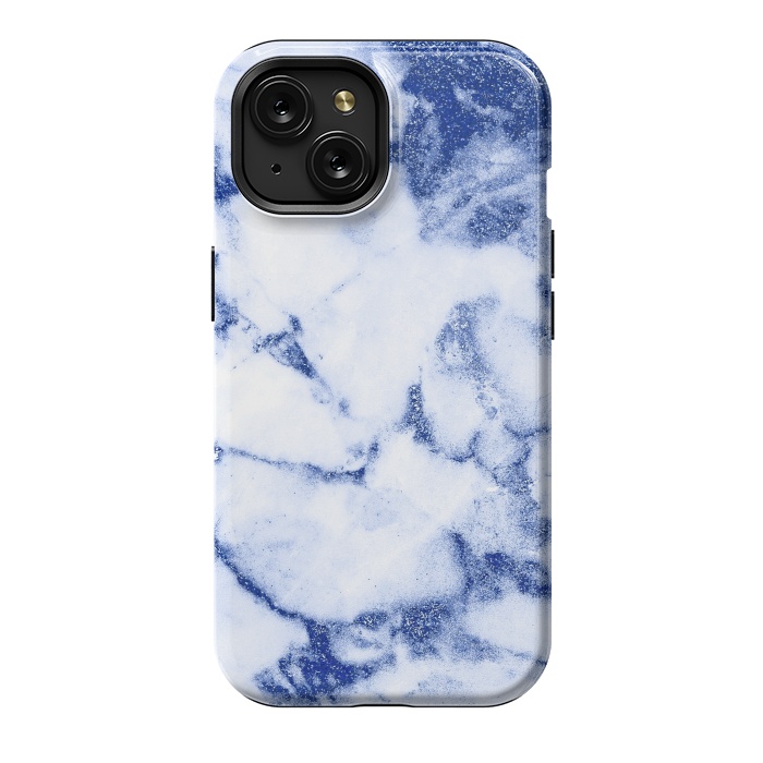iPhone 15 StrongFit Blue Veined Glitter Marble by  Utart