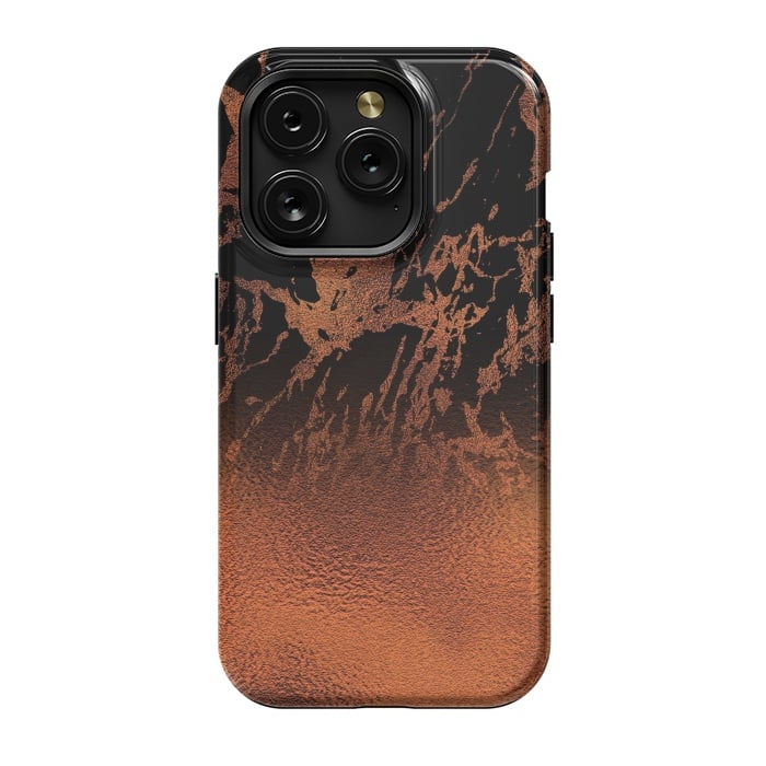 iPhone 15 Pro StrongFit Copper Gold and Black Marble  by  Utart