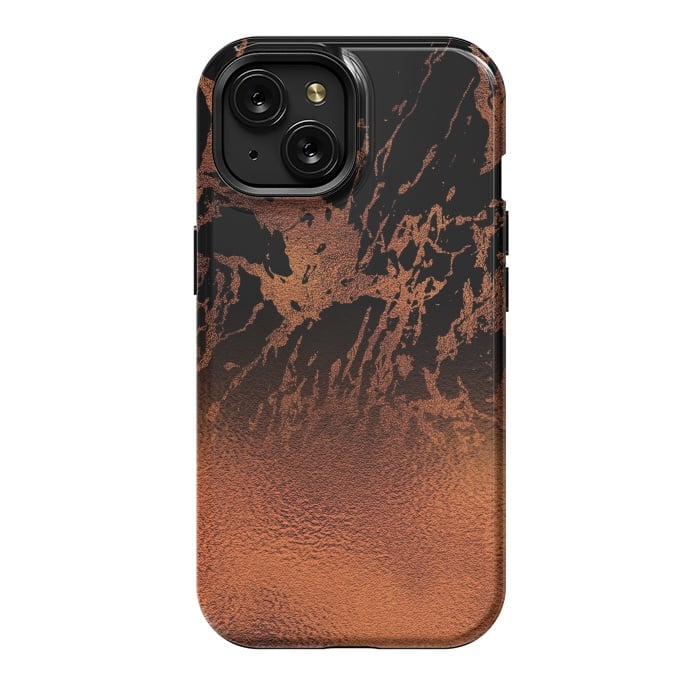 iPhone 15 StrongFit Copper Gold and Black Marble  by  Utart