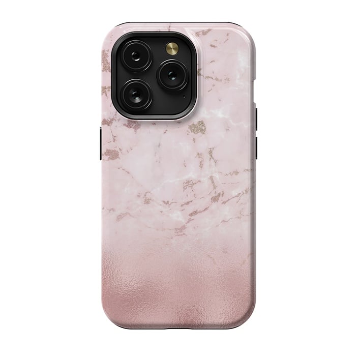 iPhone 15 Pro StrongFit Rose Gold Glitter Marble Blush by  Utart