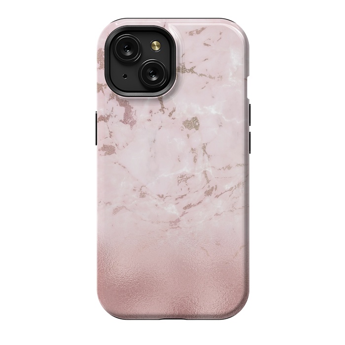 iPhone 15 StrongFit Rose Gold Glitter Marble Blush by  Utart