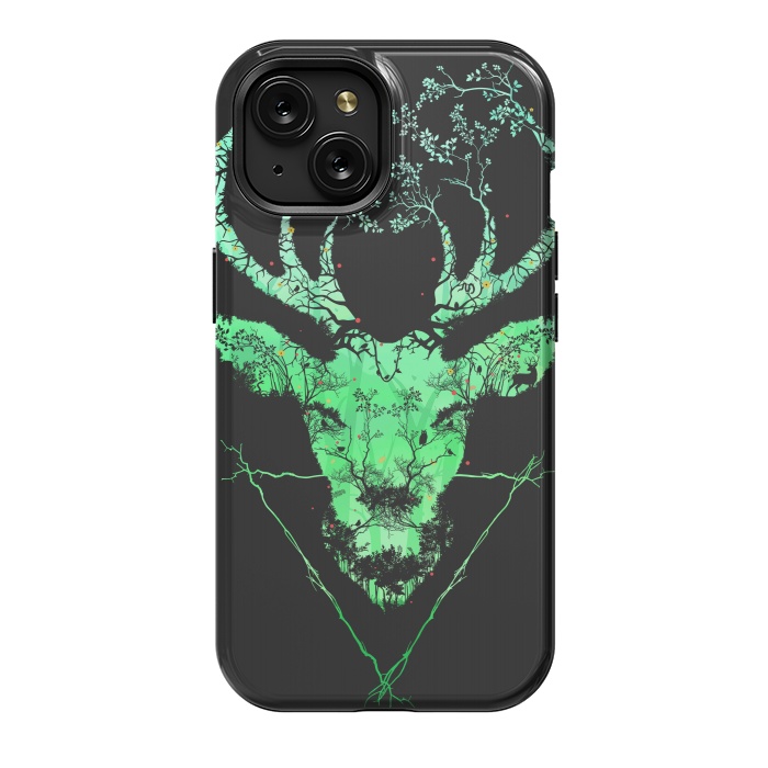 iPhone 15 StrongFit Dark Forest Deer by Sitchko