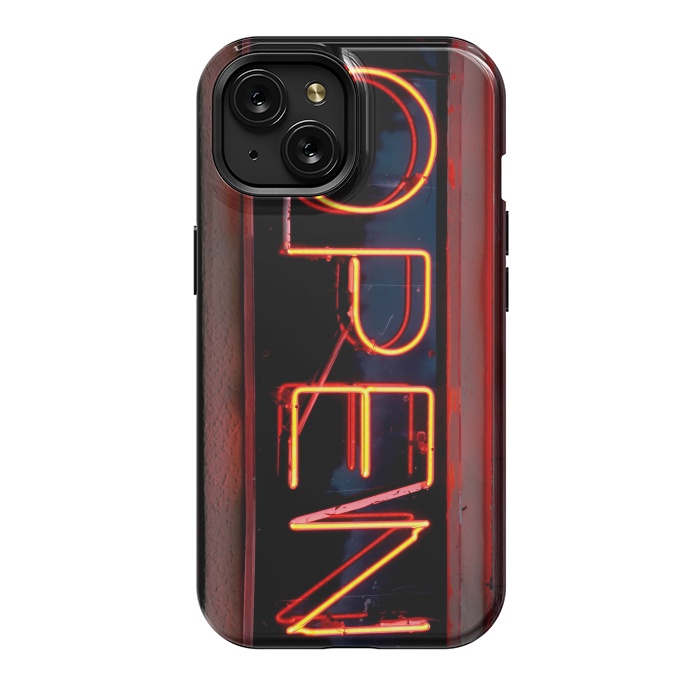 iPhone 15 StrongFit Neon Sign Word Open by Andrea Haase