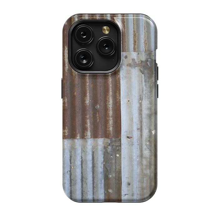 iPhone 15 Pro StrongFit Rusty Corrugated Metal Patches 2 by Andrea Haase