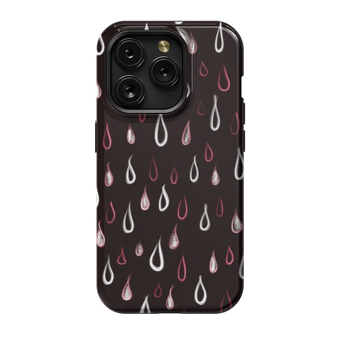 iPhone 15 Pro StrongFit Dark White And Red Raindrops Pattern by Boriana Giormova