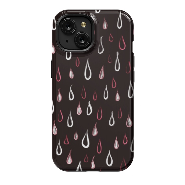 iPhone 15 StrongFit Dark White And Red Raindrops Pattern by Boriana Giormova