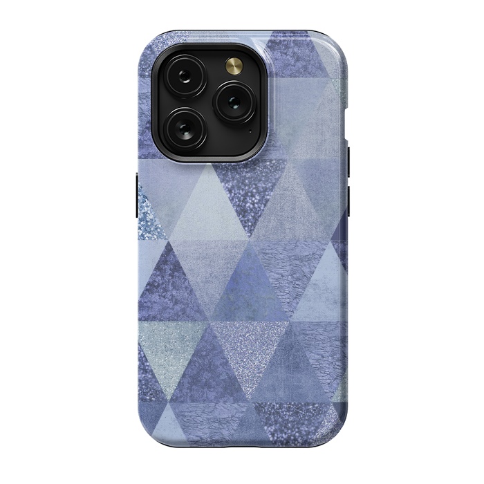 iPhone 15 Pro StrongFit Blue Glitter Triangle Pattern by Andrea Haase