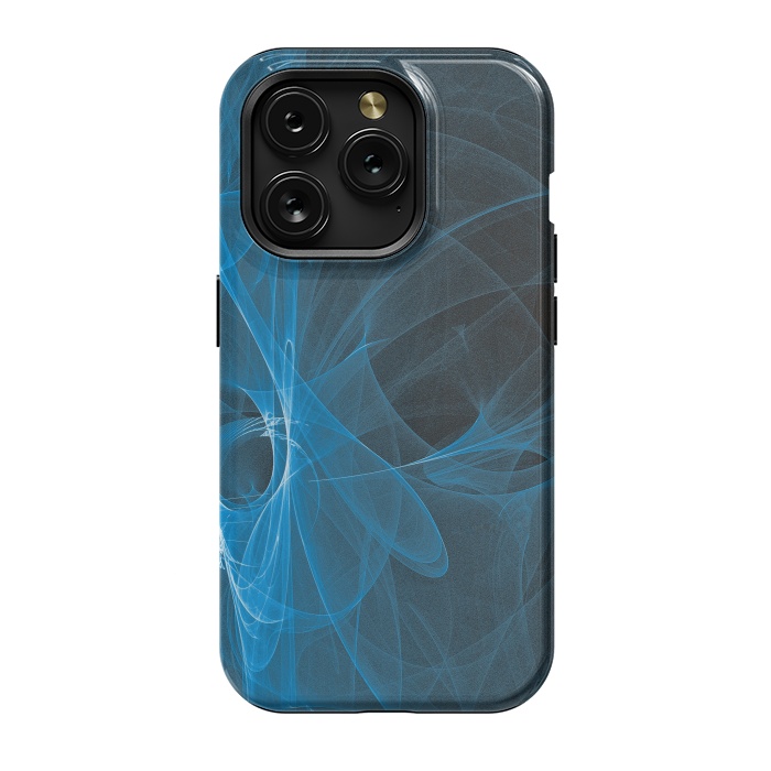 iPhone 15 Pro StrongFit Blue Light Fractals On Black by Andrea Haase