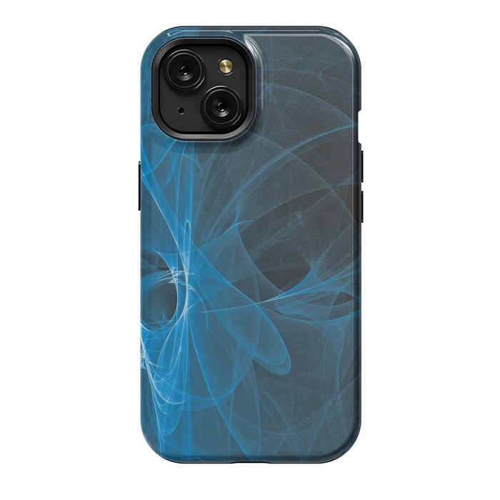 iPhone 15 StrongFit Blue Light Fractals On Black by Andrea Haase