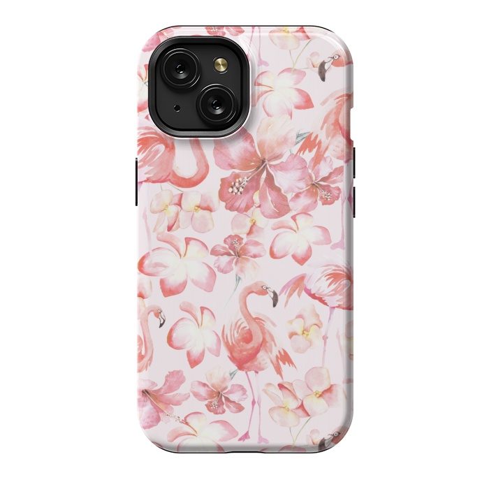 iPhone 15 StrongFit Pink Flamingo Aloha Dance by  Utart