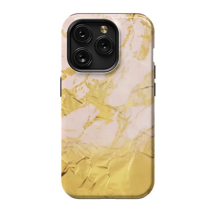 iPhone 15 Pro StrongFit Gold Foil and Pink Marble Glamour by  Utart