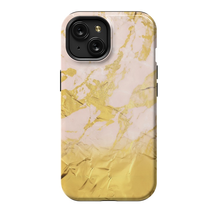 iPhone 15 StrongFit Gold Foil and Pink Marble Glamour by  Utart