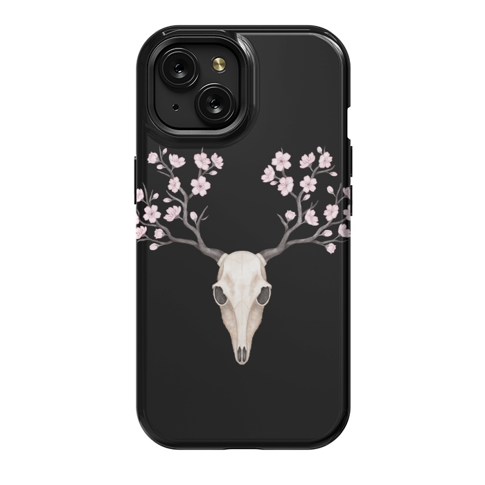 iPhone 15 StrongFit Deer skull black by Laura Nagel