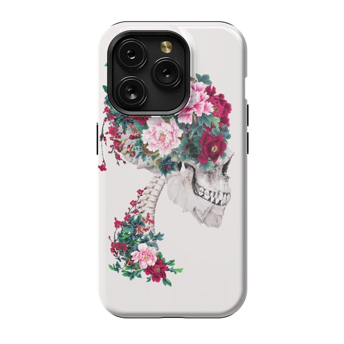 iPhone 15 Pro StrongFit Skull with Peonies by Riza Peker