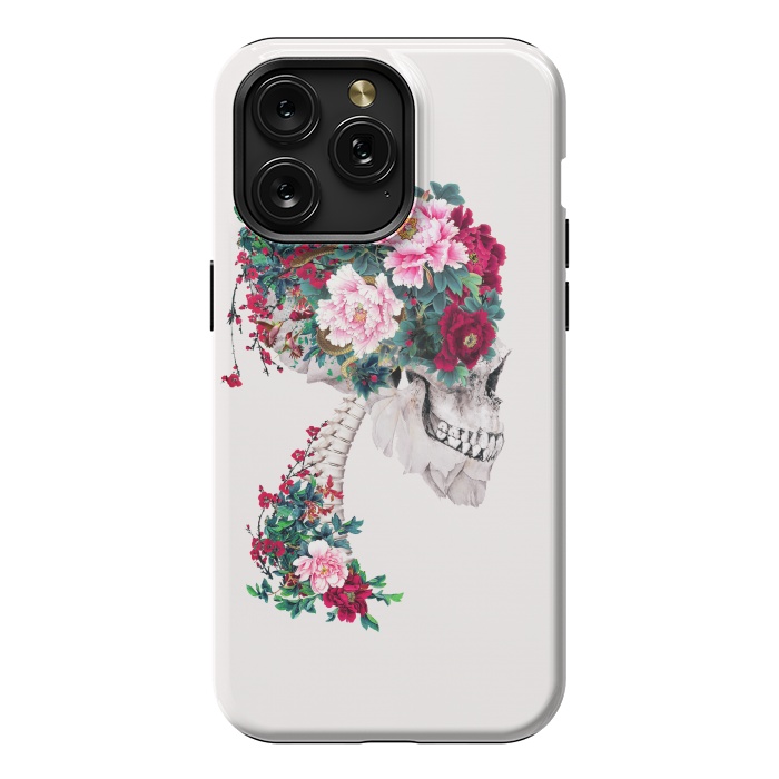 iPhone 15 Pro Max StrongFit Skull with Peonies by Riza Peker