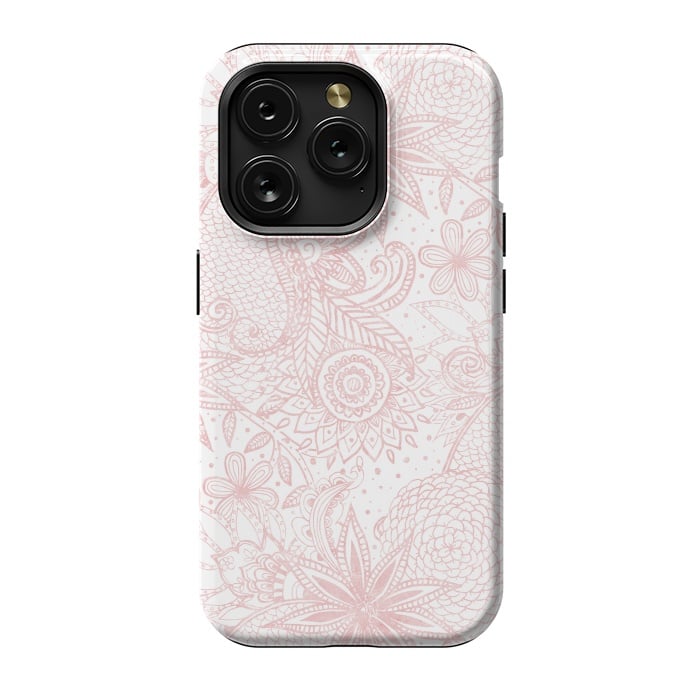 iPhone 15 Pro StrongFit Boho chic floral henna mandala image by InovArts