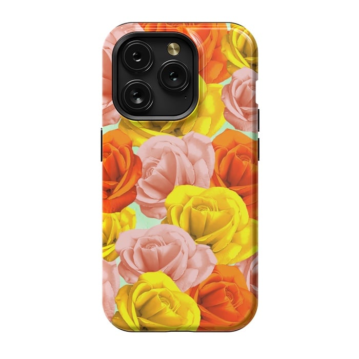 iPhone 15 Pro StrongFit Roses Pastel Colors Floral Collage by BluedarkArt
