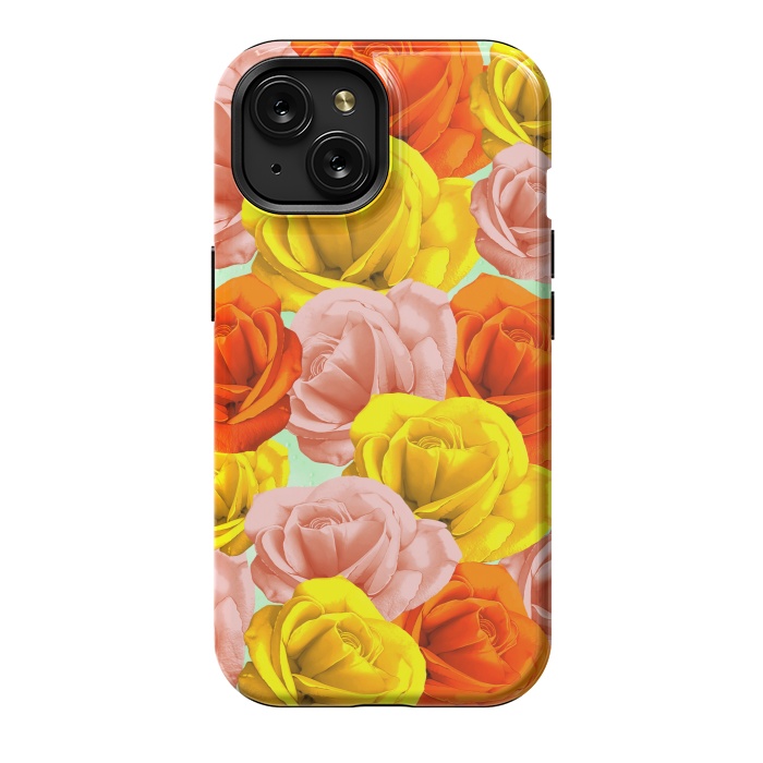 iPhone 15 StrongFit Roses Pastel Colors Floral Collage by BluedarkArt