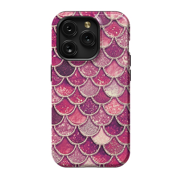 iPhone 15 Pro StrongFit Pink and Purple Pretty Sparkling Mermaid Scales  by  Utart