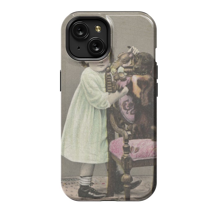 iPhone 15 StrongFit Vintage Girl With Dog by Andrea Haase