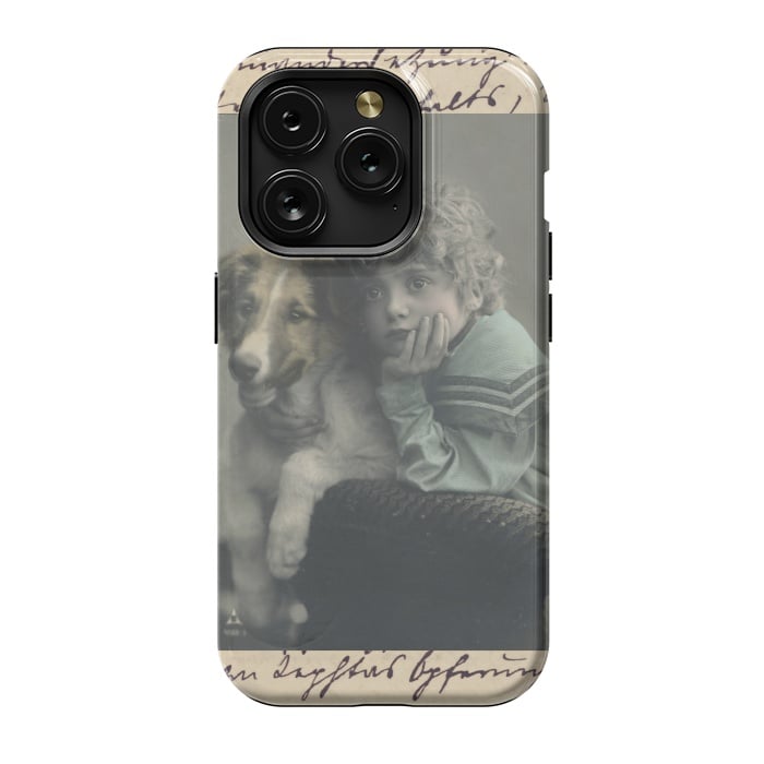iPhone 15 Pro StrongFit Vintage Boy With Dog by Andrea Haase