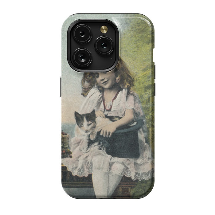 iPhone 15 Pro StrongFit Retro Girl With Cat by Andrea Haase