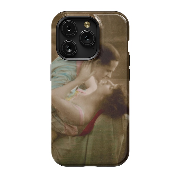 iPhone 15 Pro StrongFit Old Postcard Kissing Couple by Andrea Haase