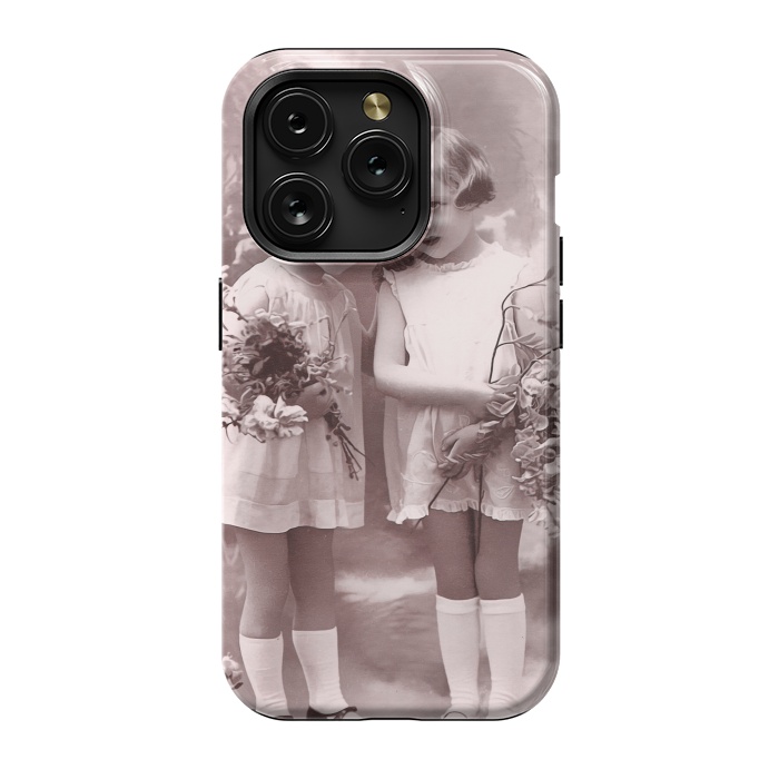 iPhone 15 Pro StrongFit Cute Retro Girls With Flowers by Andrea Haase