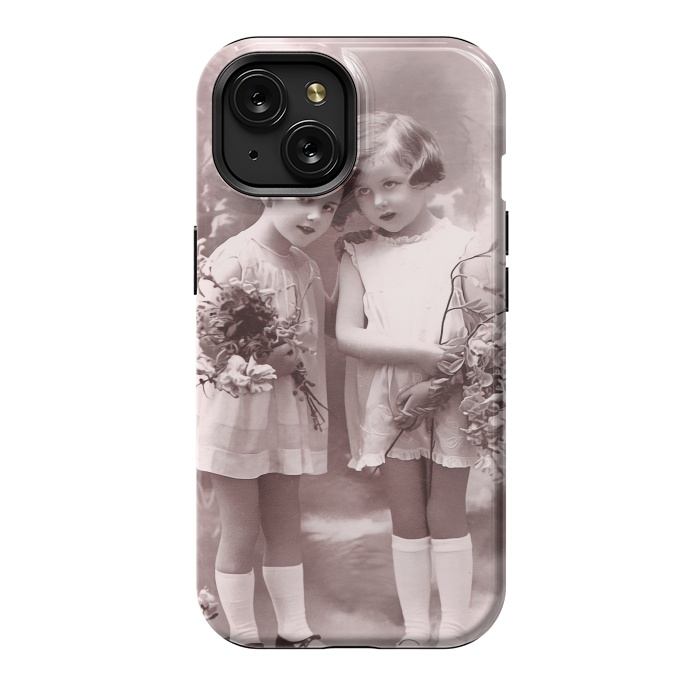 iPhone 15 StrongFit Cute Retro Girls With Flowers by Andrea Haase