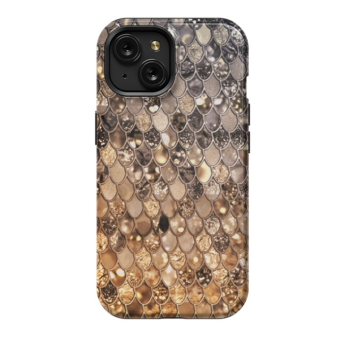 iPhone 15 StrongFit Old Gold and Bronze Mermaid Scales Pattern by  Utart