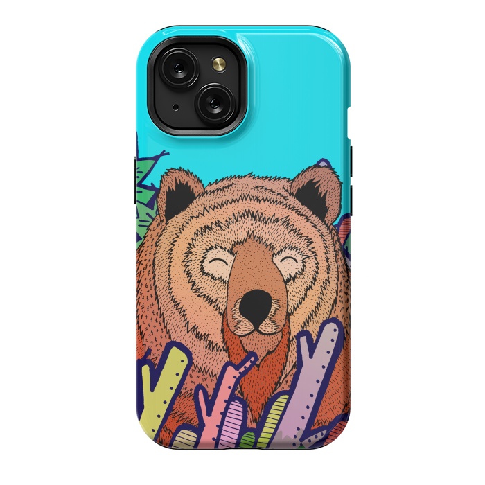 iPhone 15 StrongFit The bear in the leaves by Steve Wade (Swade)
