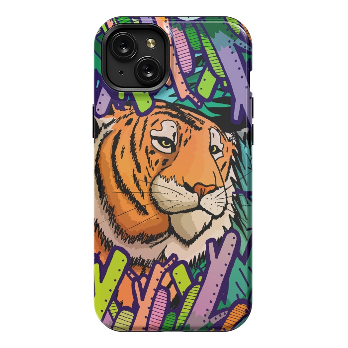 iPhone 15 Plus StrongFit Tiger in the undergrowth  by Steve Wade (Swade)