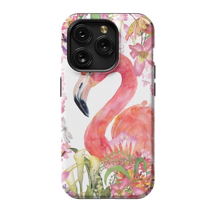 iPhone 15 Pro StrongFit Flamingo in Flower Jungle by  Utart
