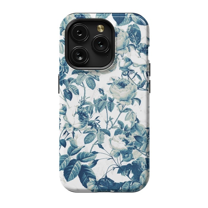 iPhone 15 Pro StrongFit Blue Vintage Rose Pattern  by  Utart
