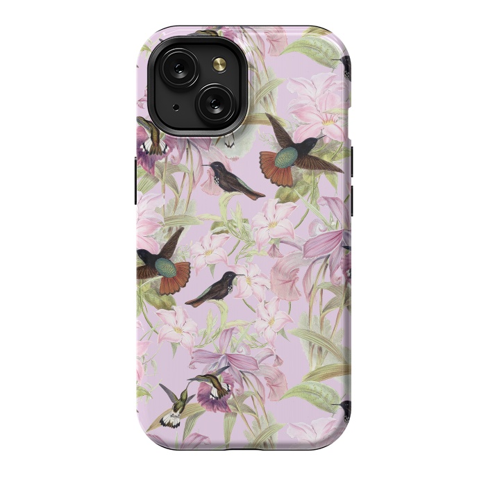 iPhone 15 StrongFit Flower and Bird Jungle  by  Utart