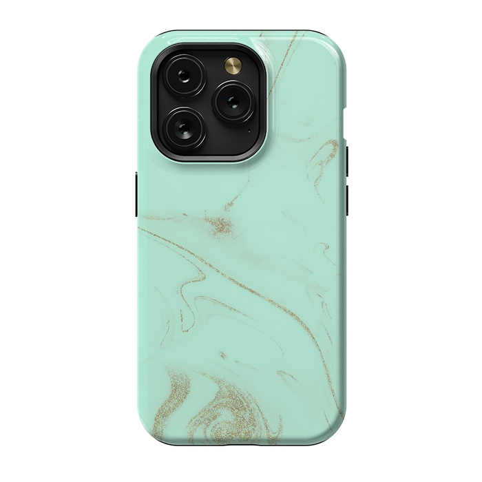 iPhone 15 Pro StrongFit Elegant gold and mint marble image by InovArts
