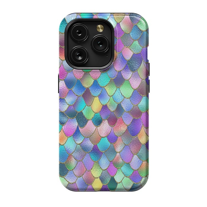 iPhone 15 Pro StrongFit Colorful Carnival Wonky Metal Mermaid Scales by  Utart