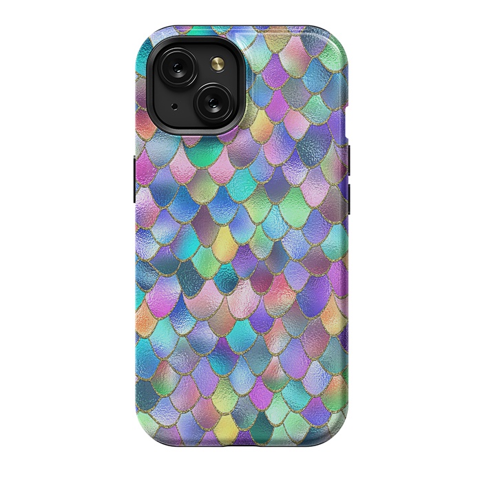 iPhone 15 StrongFit Colorful Carnival Wonky Metal Mermaid Scales by  Utart