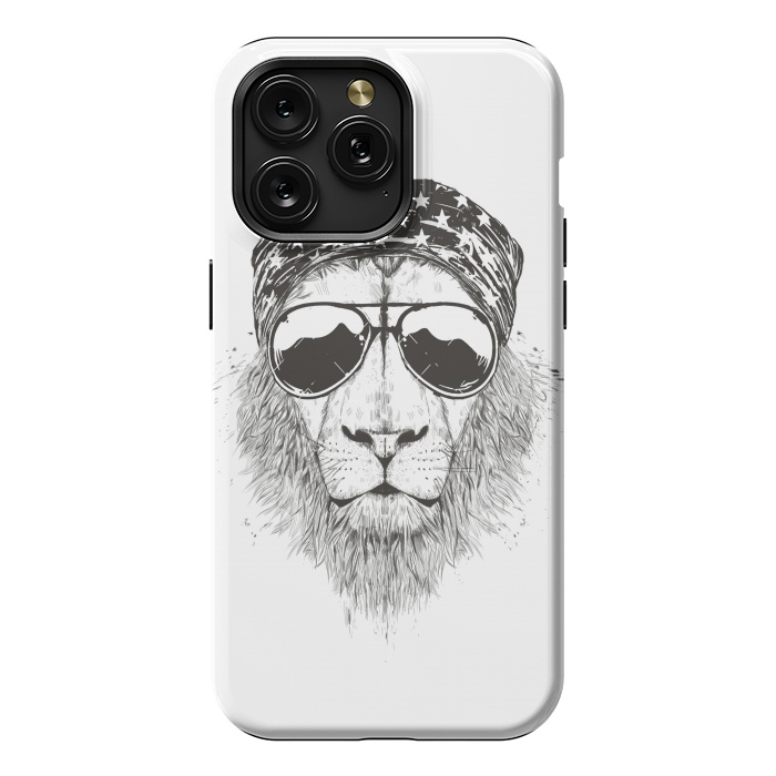 iPhone 15 Pro Max StrongFit Wild lion (bw) by Balazs Solti