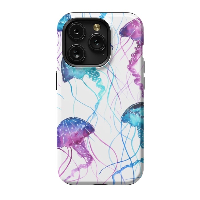 iPhone 15 Pro StrongFit Watercolor Jellyfish Print by Becky Starsmore