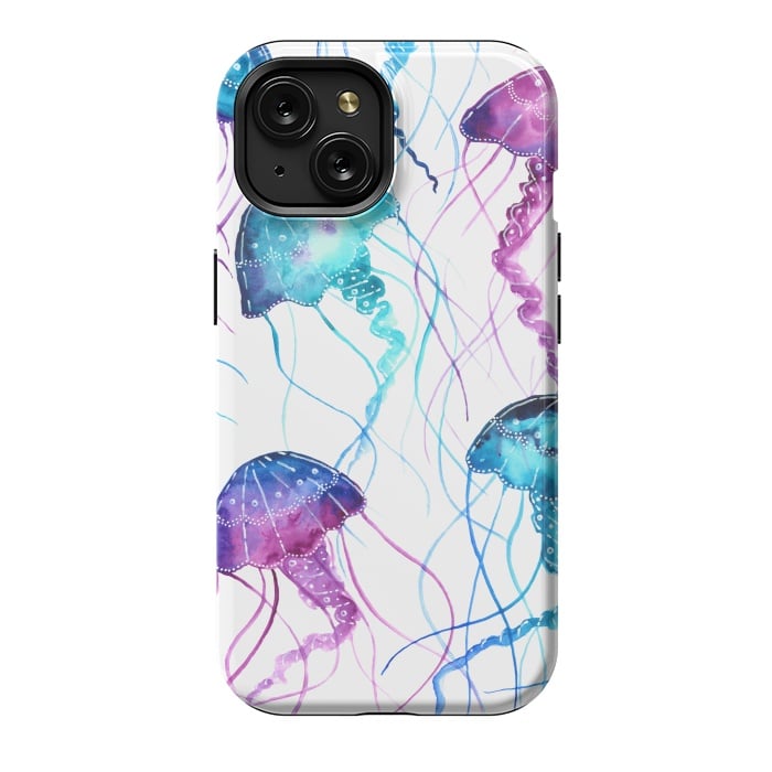 iPhone 15 StrongFit Watercolor Jellyfish Print by Becky Starsmore