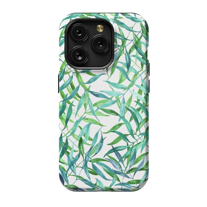 iPhone 15 Pro StrongFit Green Palm Leaf Print by Becky Starsmore