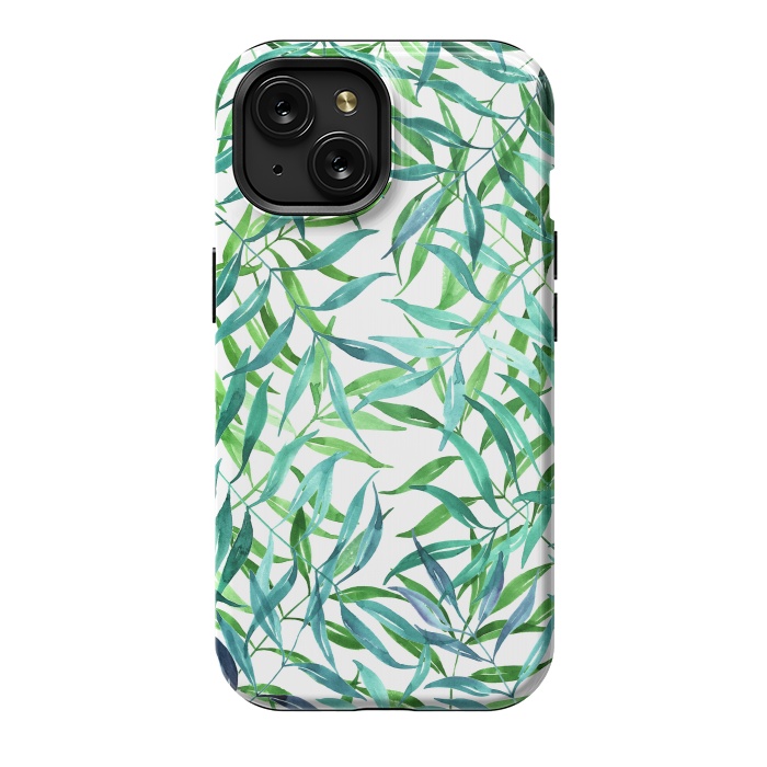 iPhone 15 StrongFit Green Palm Leaf Print by Becky Starsmore