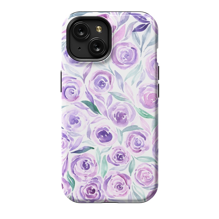 iPhone 15 StrongFit Purple Rose Floral Print by Becky Starsmore