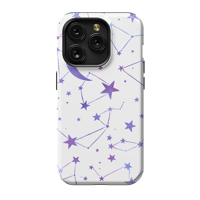 iPhone 15 Pro StrongFit Watercolor Star And Moon Constellations by Becky Starsmore