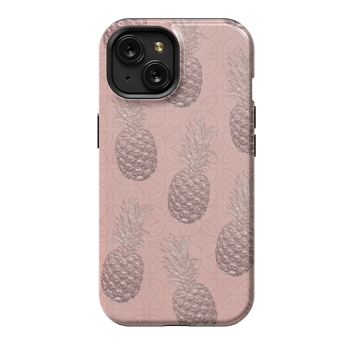 iPhone 15 StrongFit Shiny Pink Pineapple by Andrea Haase